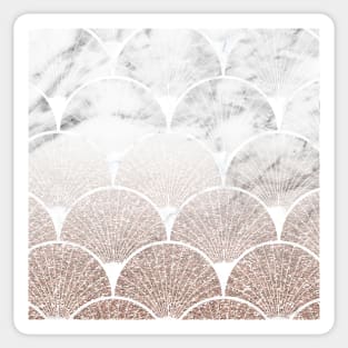 Art Deco elegance - rose gold glitter marble fan Sticker